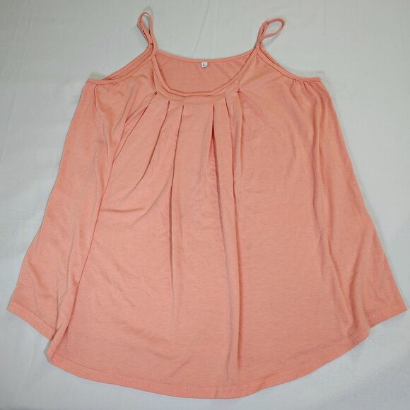 Unbranded Tops - Peach Camisole Spaghetti Strap Tank Top Sz L Beachy Coastal Summer Flowy Boho